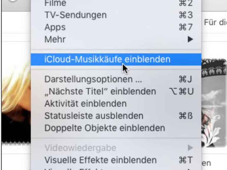 Lässt du dir iCloud-Einkäufe einblenden, siehst du die gelöschten Titel trotzdem in der Mediathek …