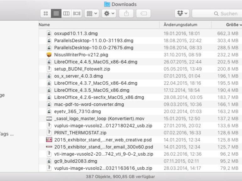 Ein typischer Download-Ordner: Mehrere Versionen veralteter Software verschwenden einige Gigabyte.