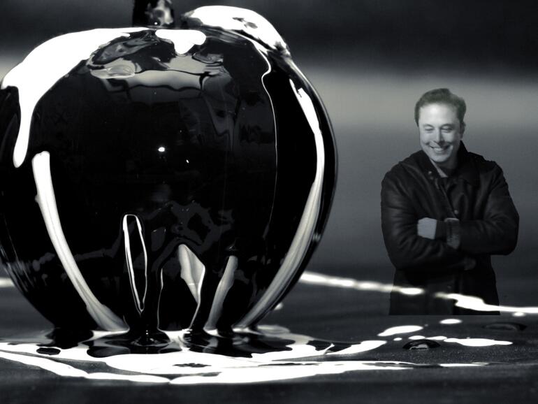 Montage: Elon Musk im Schatten Apples