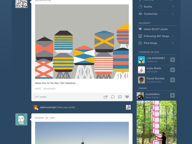 Tumblr vereinfacht das Bloggen und ist ein Sammelsurium von allen möglichen Medientypen.