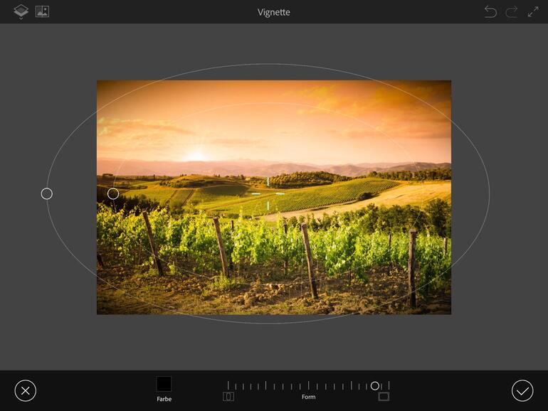 Auch für Deko-Elemente – hier eine Vignette – ist in der Software gesorgt.