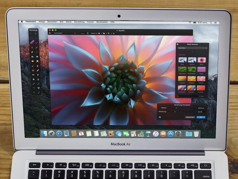 Montage: Pixelmator auf MacBook Air.
