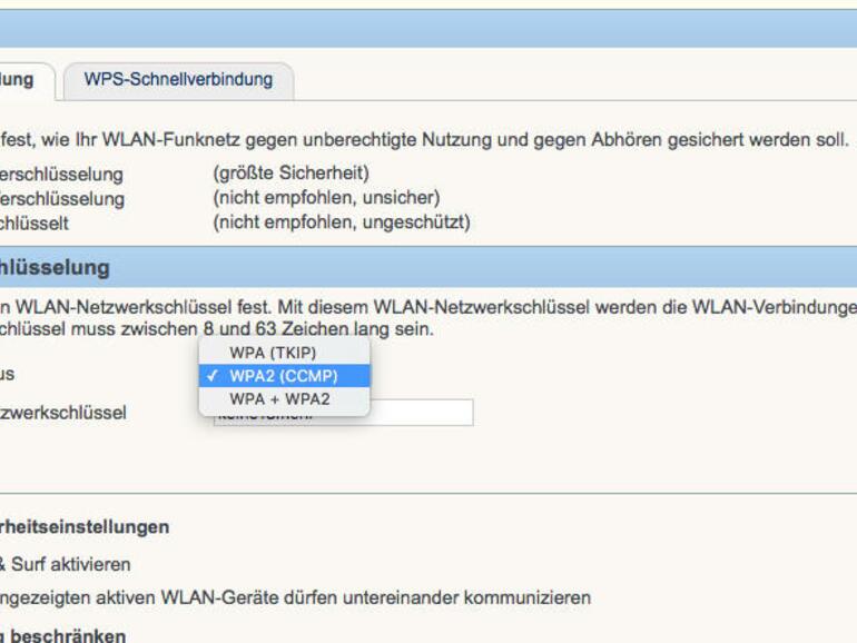 Alle modernen WLAN-Clients sollten sich per WPA2-Verschlüsselung verbinden können, nur ältere nutzen das bremsende TKIP-Verfahren, weshalb man es deaktivieren sollte.