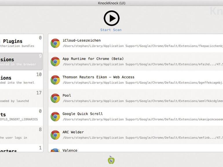 Für weitergehende Untersuchungen des Mac eignet sich KnockKnock. Die recht komplexe Software spricht aber eher Profis an.