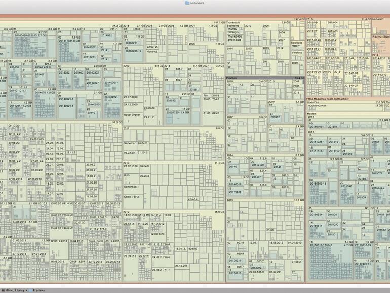 Die Oberfläche von Supa View wirkt auf den ersten Blick abschreckend, ist aber sehr hilfreich bei der Suche nach Platzfressern.