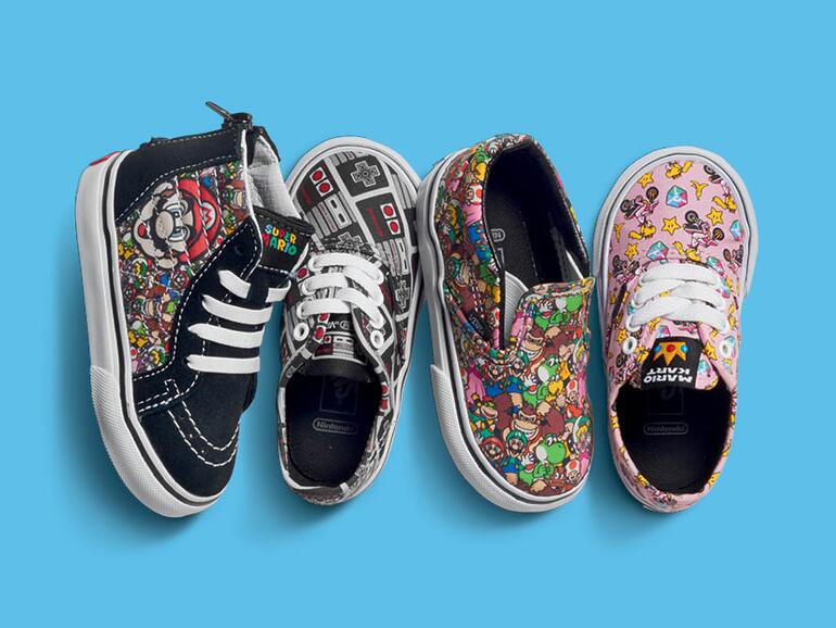 Sneaker von Vans mit Nintendo-Motiven in Kleinkind-Größen.