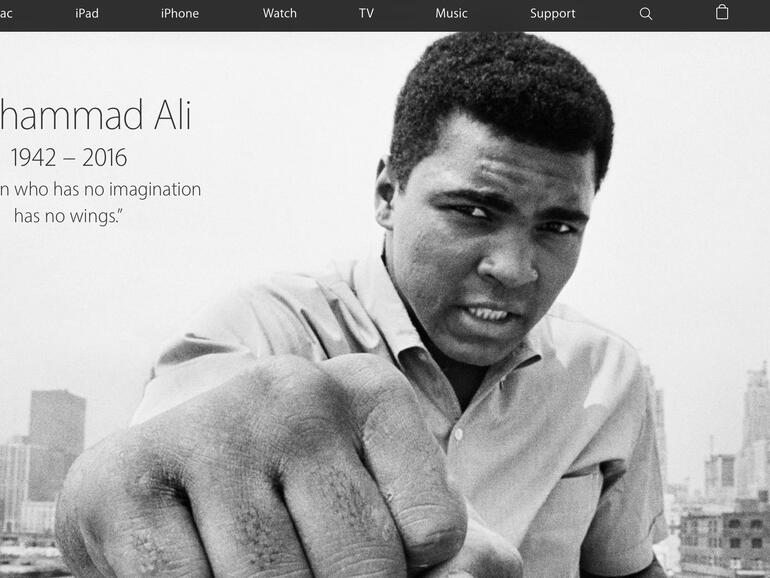 Apple-Homepage zu Ehren von  Muhammad Ali geändert.
