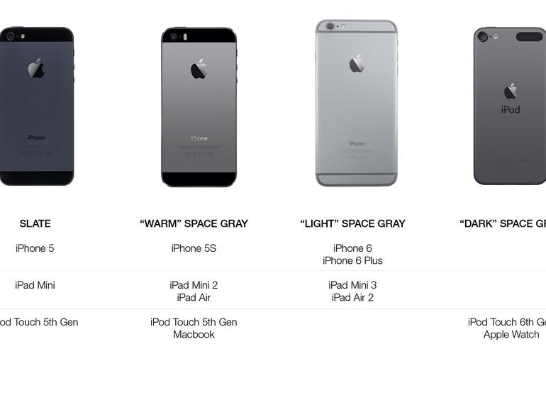 Montage: Spacegrau seit dem iPhone 5s im Wandel der Zeit.