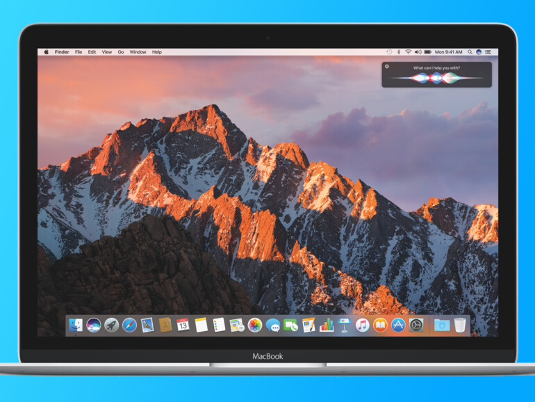 macOS Sierra mit Siri auf einem MacBook.