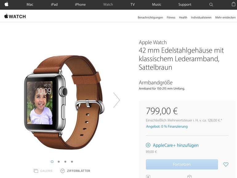 Verwendung eines Sliders auf der Apple-Watch-Seite