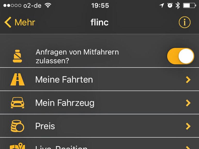 So lässt sich Flinc direkt vom Navi aus konfigurieren.