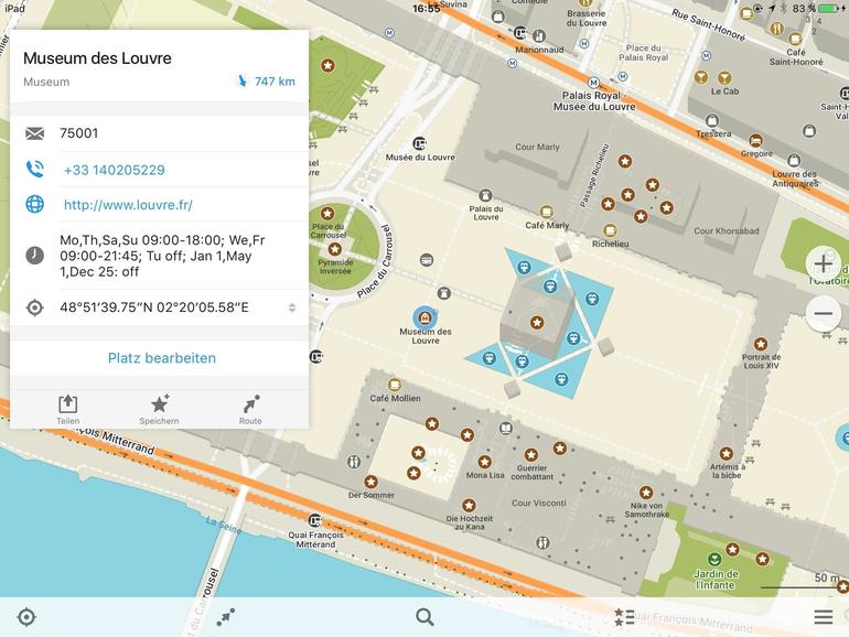Maps.me verlässt sich wie viele andere Karten-Apps auf Open-streetmap-Karten, die, je nachdem wie aktiv die Gemeinde vor Ort ist, teils sehr detailliert, teils aber auch schlicht gehalten sind.