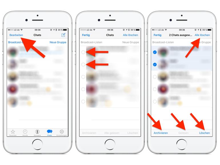 So archivieren, löschen oder markieren Sie Chats als gelesen