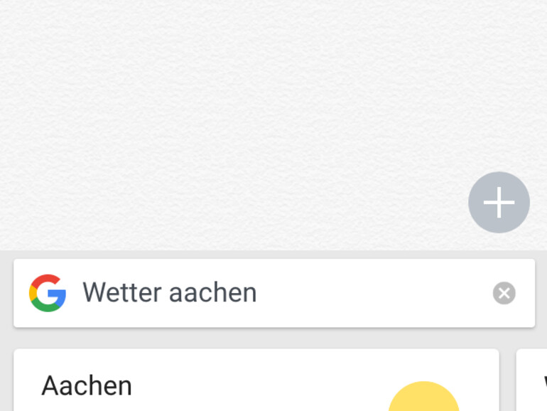 Suche nach dem Wetter in der Notizen-App mit Gboards Hilfe.
