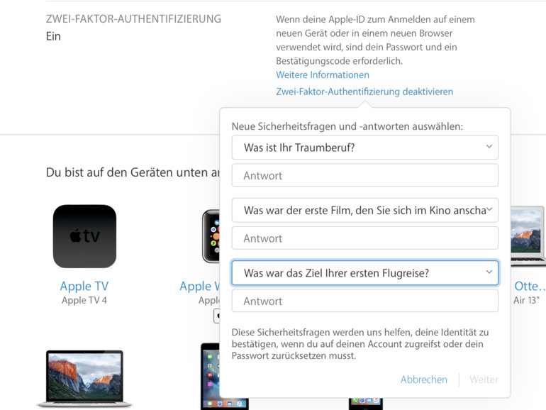 apple id passwort zurücksetzen