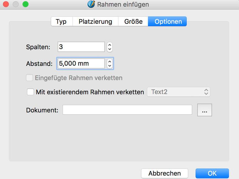 Das Einfügen von Textrahmen können Sie automatisieren. So können Sie eine beliebige Anzahl von Rahmen direkt in den Satzspiegel einpassen.
