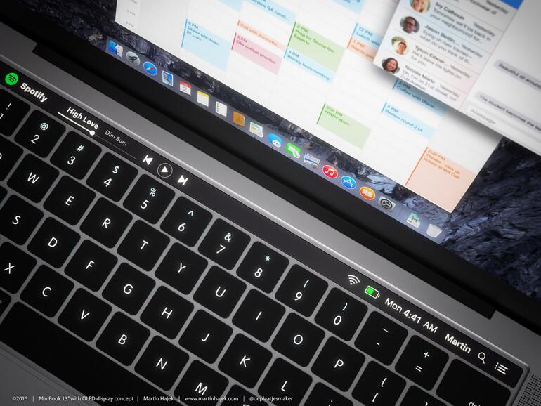 MacBook Pro mit OLED-Touchscreen auf der Tastatur