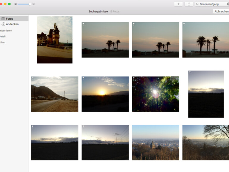 Ergebnisse der Fotos-Suche in macOS Sierra