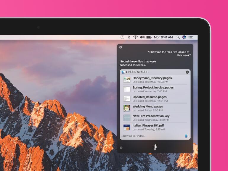 Siri auf einem MacBook mit macOS Sierra
