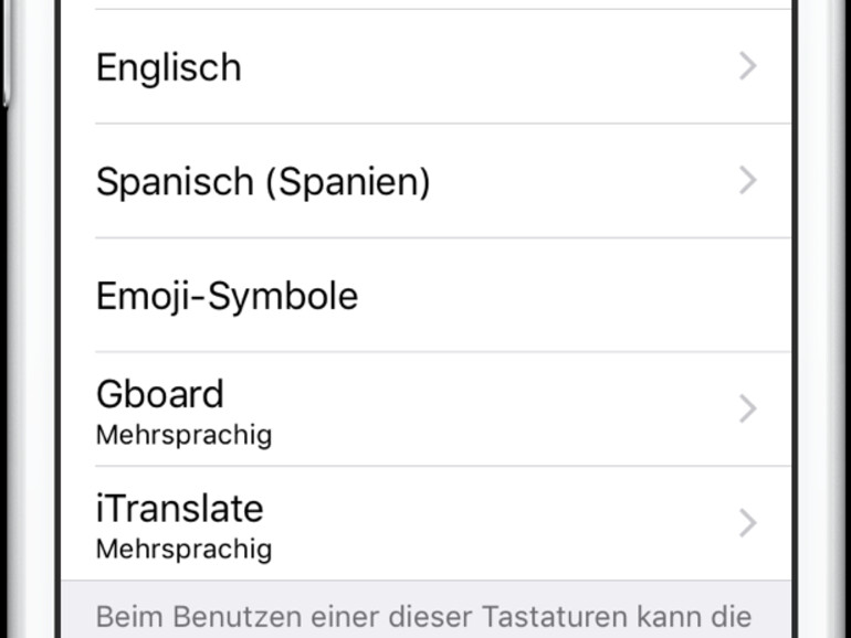 Tastatur-Einstellungen in iOS 10