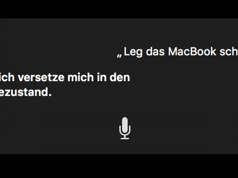 Siri-Dialog zeigt ein Gespräch, um den Mac schlafen zu legen.