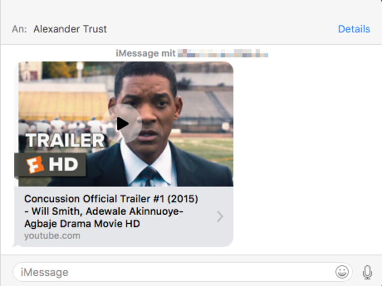 YouTube-Vorschau in iMessage