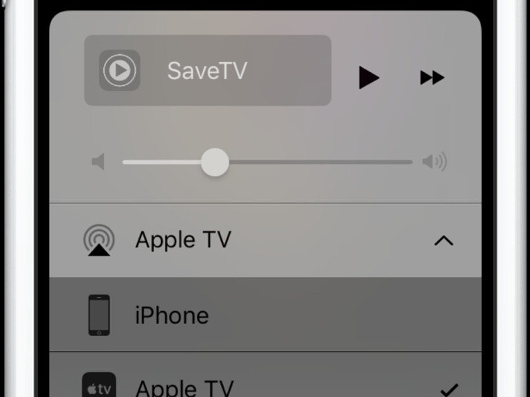 Kontrollzentrum in iOS 10. Streamen Sie Inhalte ganz einfach zum Apple TV.