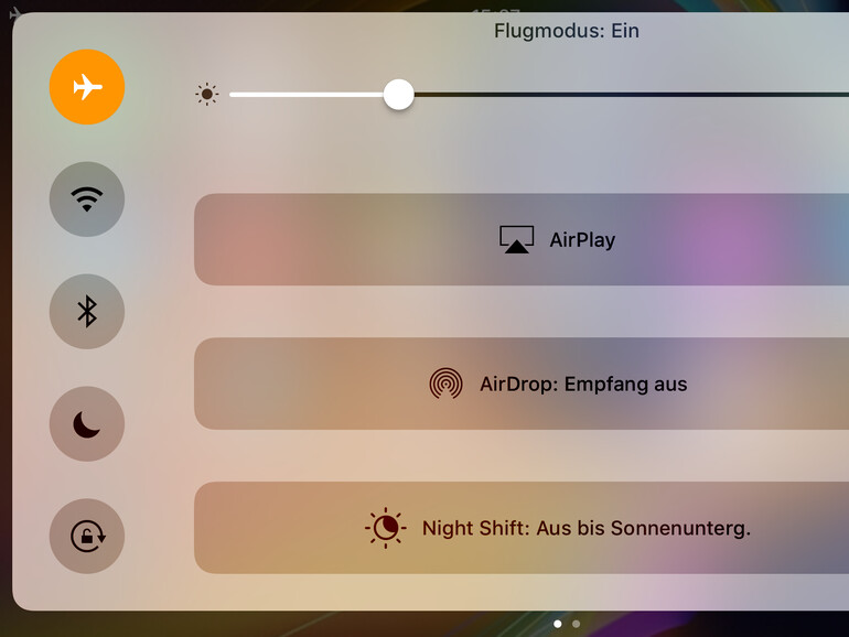 Flugmodus in iOS 10 aktiviert
