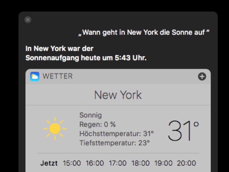 Wann geht in New York die Sonne auf? Fragen Sie Siri!