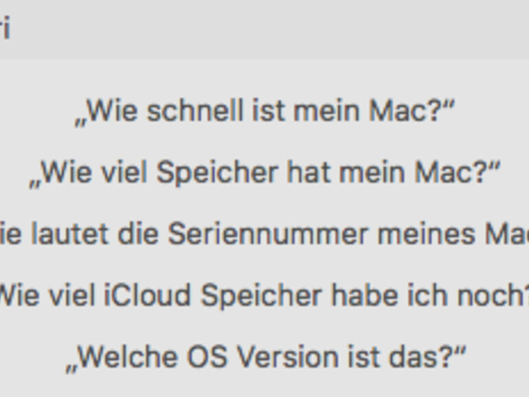Fragen zum System, die man Siri stellen kann.