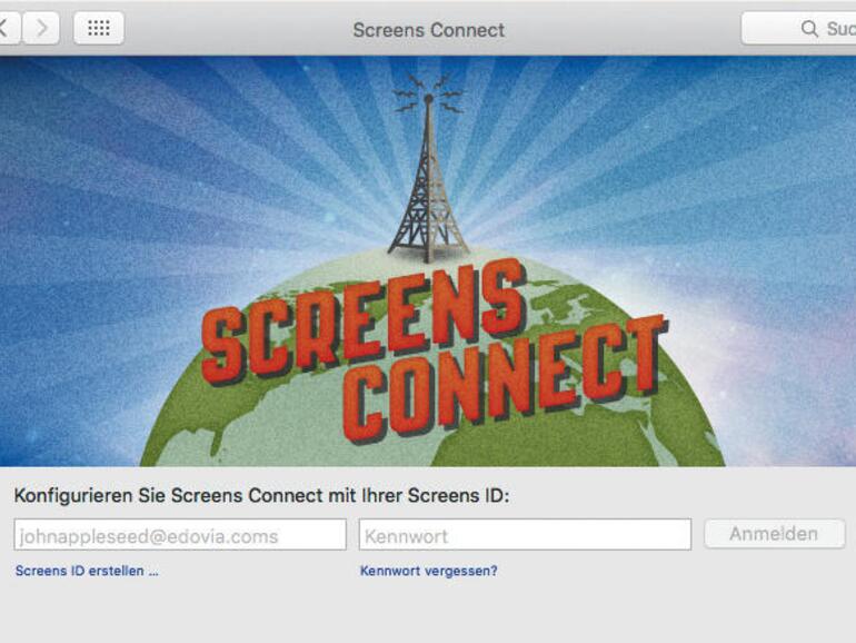 Oben: Im Gegensatz zu anderen VNC-Anwendungen, klinkt sich Screens Connect in die Systemeinstellungen des Mac ein.Rechts: Die Mac-Software von TeamViewer bietet vielfältige Konfigurationsmöglichkeiten.