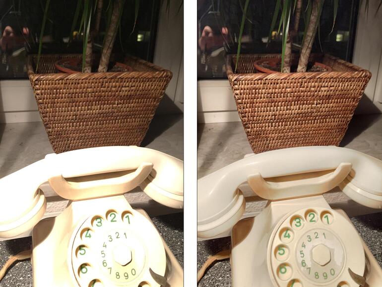 Viele Kameras wie hier die des iPhone bieten eine HDR-Funktion, die mehrere, schnell hintereinander aufgenommene Bilder kombiniert und so mehr Zeichnung in Lichtern und Schatten erreicht. Das Ergebnis (rechts) kann aber auch flau und langweilig aussehen.