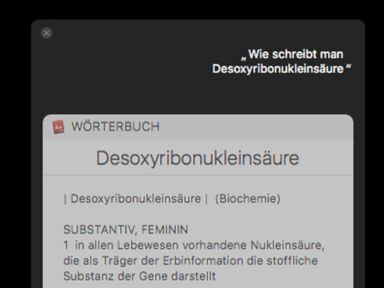 Siri buchstabiert Desoxyribonukleinsäure