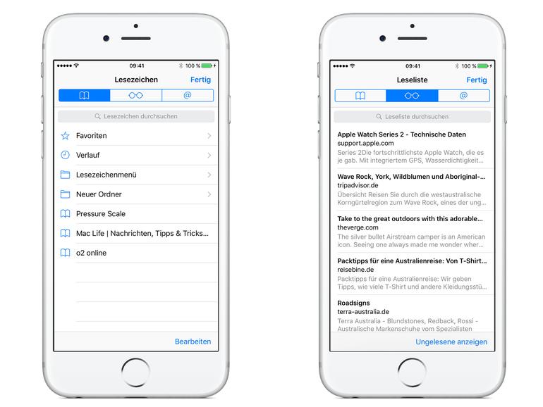 safari lesezeichen leseliste unterschied
