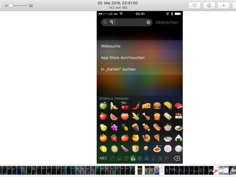 Navigationsleiste in Fotos in macOS Sierra