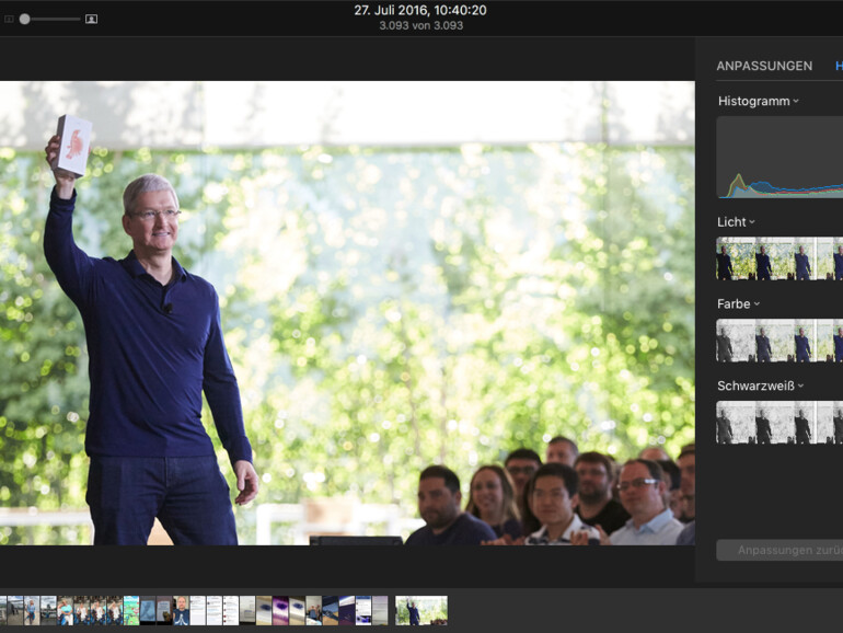 Klicken Sie dann auf den Pfeil am Auswahlmenü „Licht“