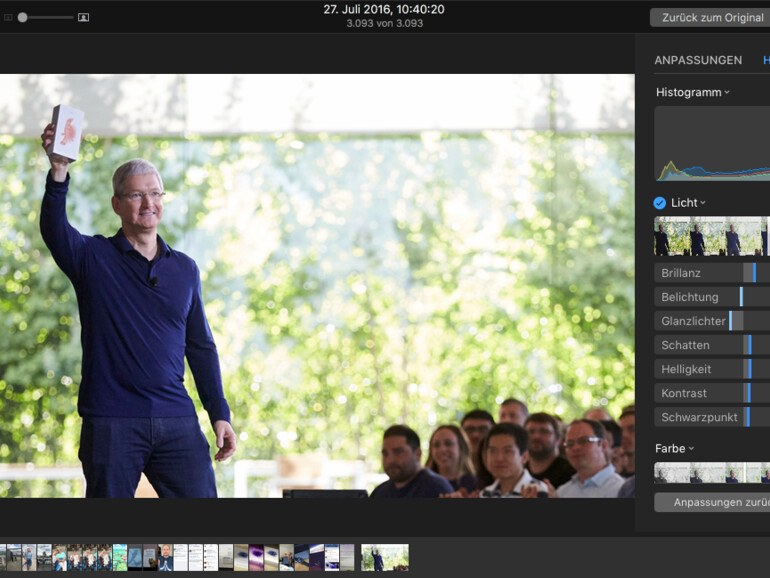 Verschieben Sie den Regler für die Brillanz
