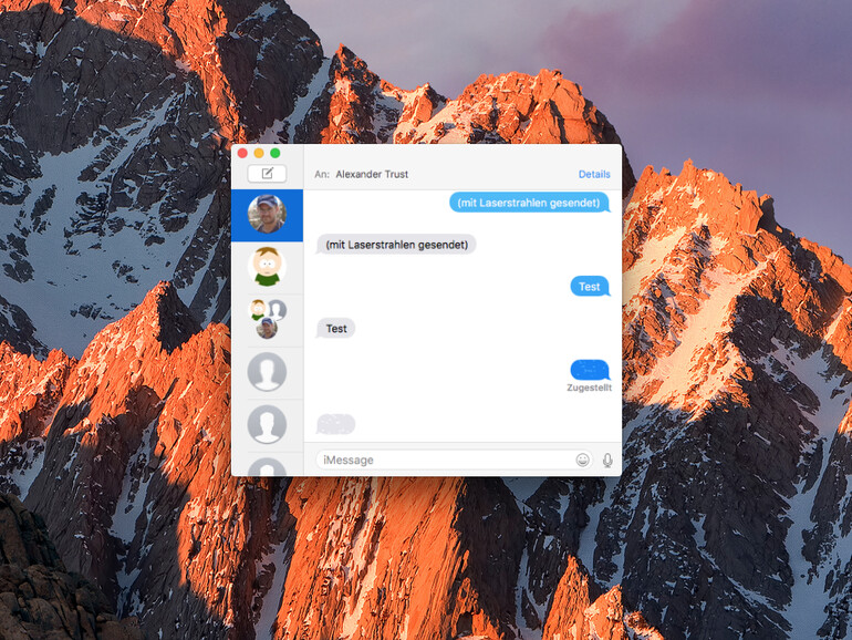 Effekte in iMessage unter macOS Sierra