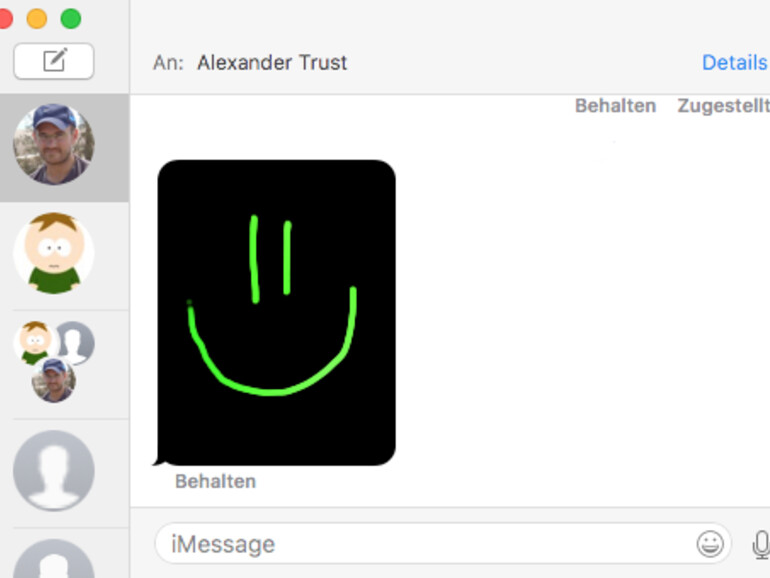 Handgeschriebene Nachrichtenanimation in macOS Sierra