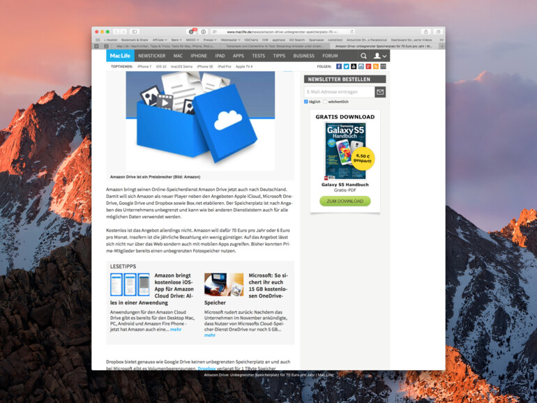 Safari 10 in macOS Sierra
