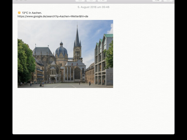 Screenshot der Notizen-App in macOS Sierra