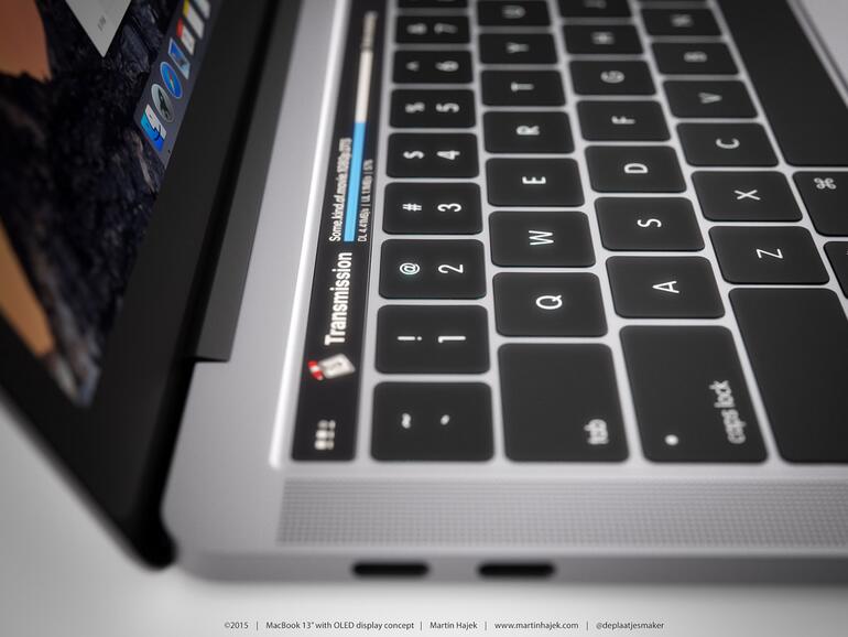 Konzeptbild des neuen MacBook Pro mit OLED-Zeile