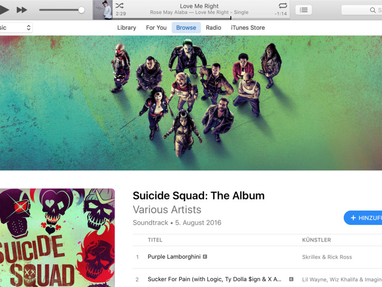 Albumansicht in Apple Music