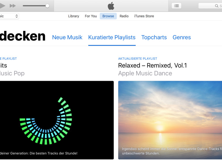 Kuratierte Playlisten entdecken in Apple Music