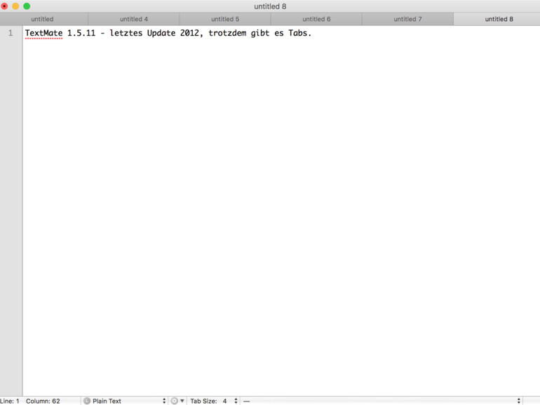 Textmate mit Tabs in macOS Sierra