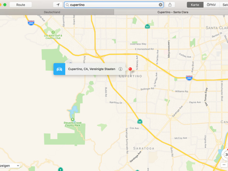 Apple Maps mit Tabs