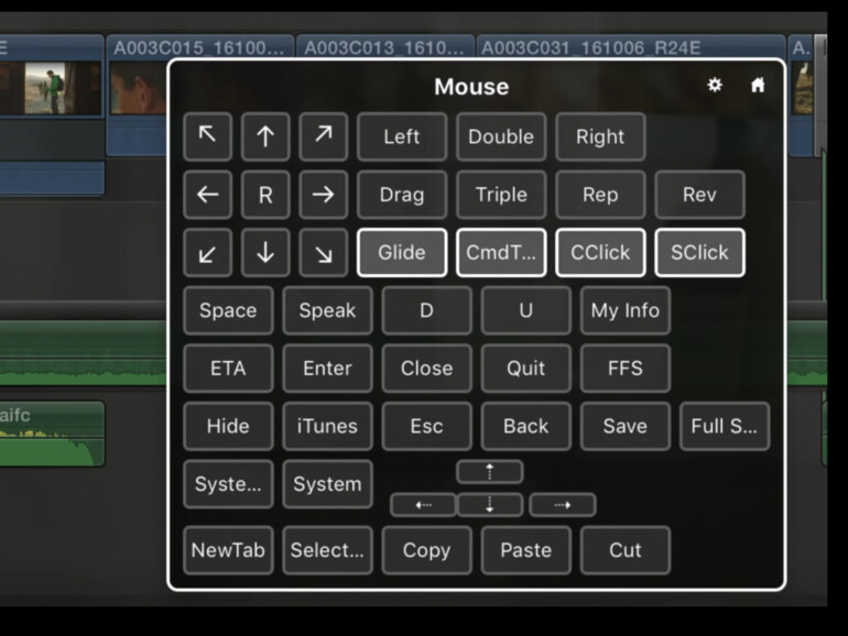 Final Cut Pro X wird mit der Bedienungshilfe „Schaltersteuerung” verwendet