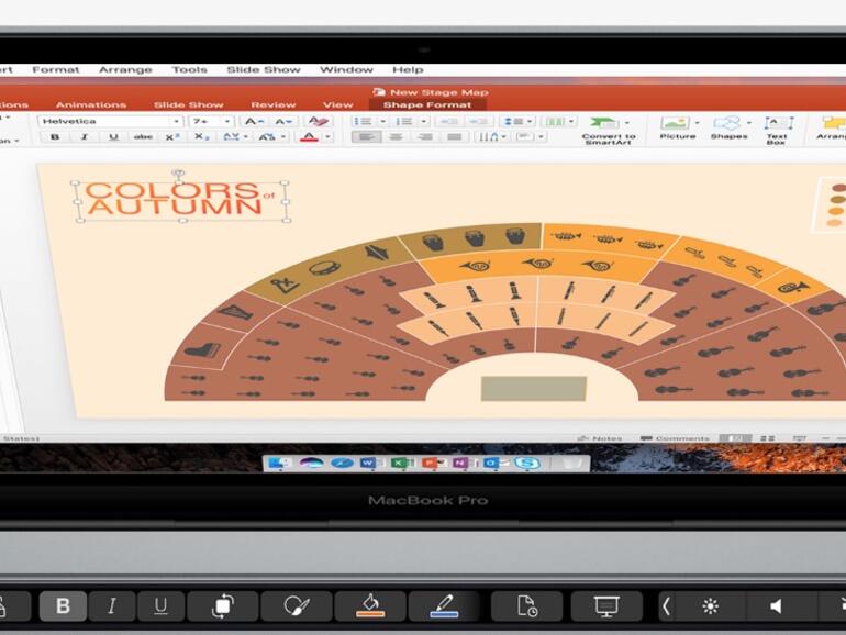 Microsoft PowerPoint auf dem MacBook Pro mit Touch Bar