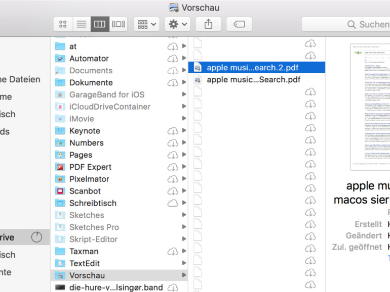 „Gedruckte“ Webseiten als PDF in der iCloud
