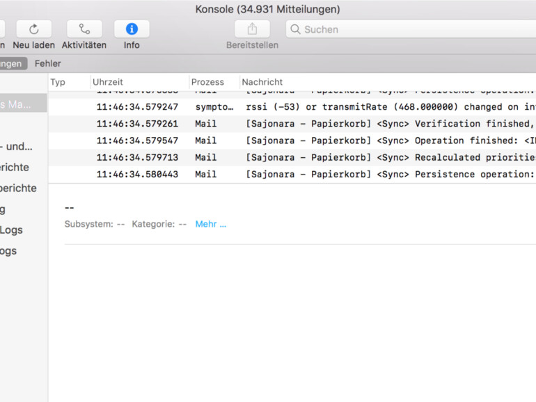 Konsole in macOS Sierra